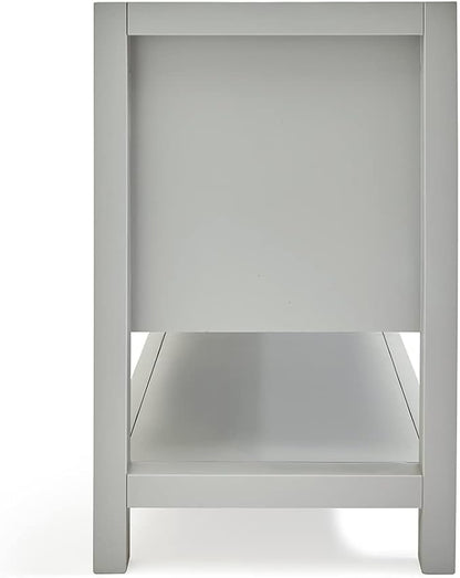 ARIEL Magnolia 60-inch Bathroom Vanity Base Cabinet,Solid Wood, 4 Soft Closing Doors, 3 Dovetail Drawers, Brushed Nickel, Grey