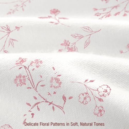 Pink Floral Farmhouse Vintage Cotton Shower Curtain French Country 72Wx72H