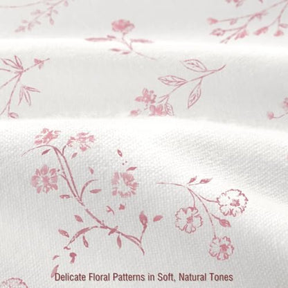 Pink Floral Farmhouse Vintage Cotton Shower Curtain French Country 72Wx72H