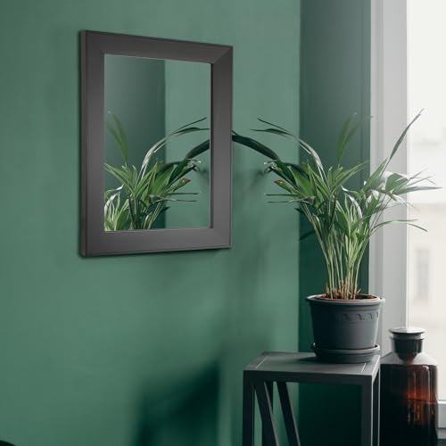 Ruomeng Rectangular Wall Mirror 12" x 16" Framed Mirror for Bathroom Black