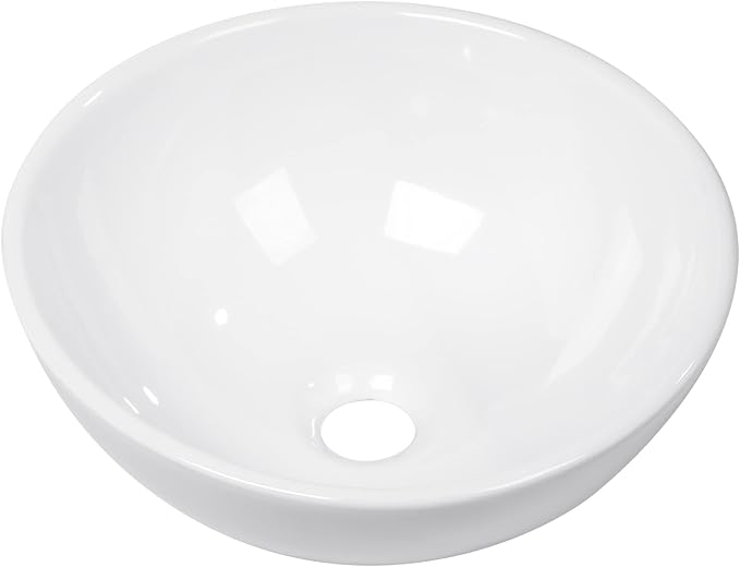 13"x13" White Ceramic Porcelain Small Bathroom Round Vessel Sink Bowl Basin Above Counter Vanity