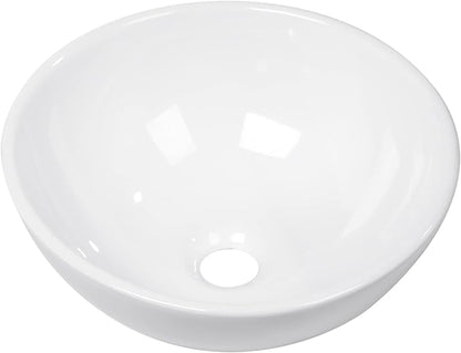 13"x13" White Ceramic Porcelain Small Bathroom Round Vessel Sink Bowl Basin Above Counter Vanity
