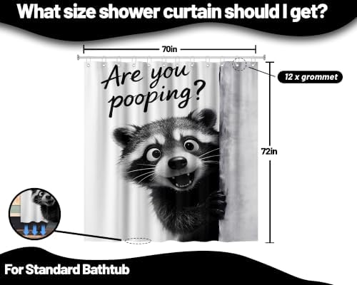 Funny Raccoon Shower Curtain Cute Animal, 70x72 Inchs