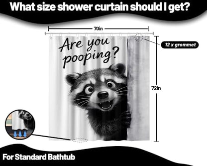 Funny Raccoon Shower Curtain Cute Animal, 70x72 Inchs