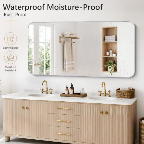 DESBING 72"x36" Bathroom Mirror for Over Sink, Silver Framed Wall Mirror