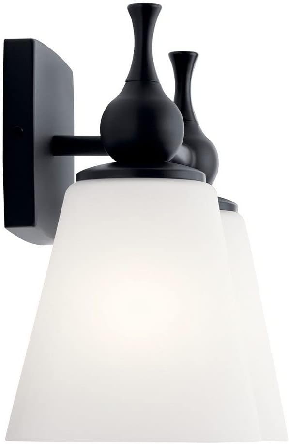 Kichler, Cosabella 15 Inch 2 Light Vanity Light with Satin Etched Cased Opal Shade in Champagne Bronze, 15" L x 6.5" W x 10.25" H, 55091