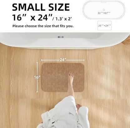 TYUU Thin Bath Mat, Small Bathroom Rugs Non Slip Washable, 16x24 Camel