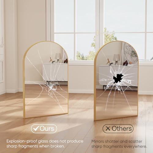 NEWBULIG 32"X30" Arched Bathroom Mirror for Over Sink, Wall Vanity Mirror