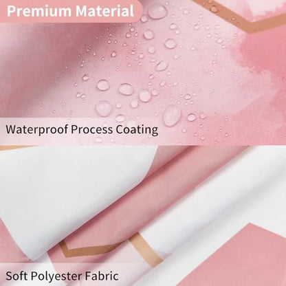 deFouliao Pink Modern Shower Curtain Geometric Grid Art Abstract Waterproof Bathroom Curtain for Bathtub Home Hotel Decor, Washable with Hooks, 72x84 Inch
