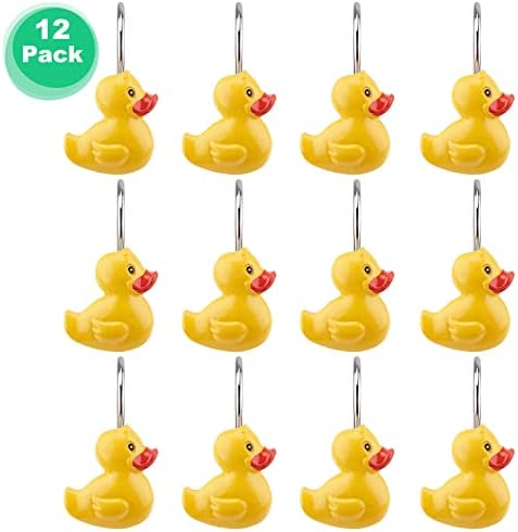 AGPtek Duck Shower Curtain Hooks, 12PCS Yellow Duck Resin Hooks