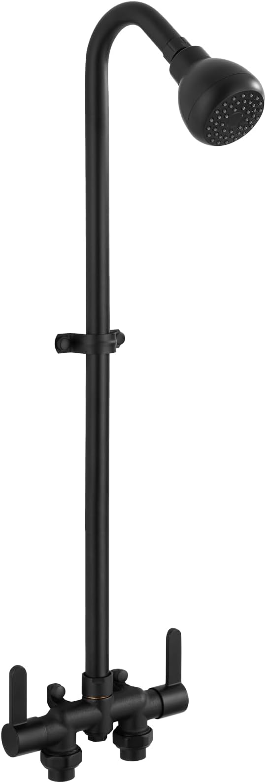 Aolemi Outdoor Shower Fixtures, 31" Exposed Shower System with Shower Head, 2-Handle Outdoor Shower Kit, 3 Inch Center Brass Mixing Valve, Matte Black