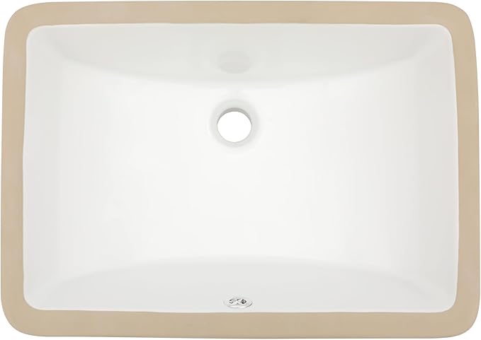 Dcolora Undermount Bathroom Sink Rectangle 18"x14" White Porcelain Ceramic Rectangular Vessel Sink Under Counter Lavatory Vanity Bath Sink Bowl Basin With Overflow
