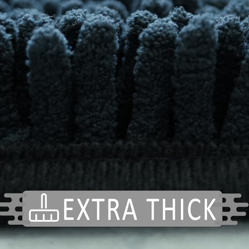 Bathroom Rugs Sets 3 Piece Non Slip,Bath Rugs with PVC Backing Bath Carpet,Bathroom Rug Washable,Absorbent,Plush Carpet Mats,Bath Mats for Bedroom, Kitchen,Tub,Home Decor (Black)