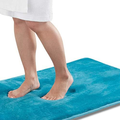 Memory Foam Bath Mat Non Slip Absorbent Super Cozy Velvet Bathroom Rug Carpet (60 inches X 24 inches, Caribbean Sea)
