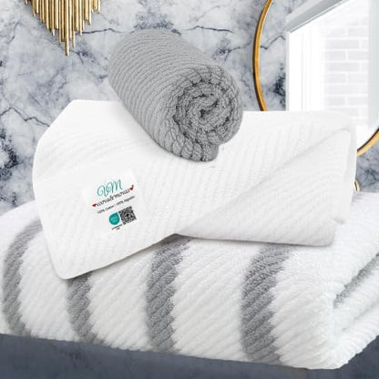 VOOVA & MOVAS Stripe 3PC Towel Set, 100% Cotton, Grey