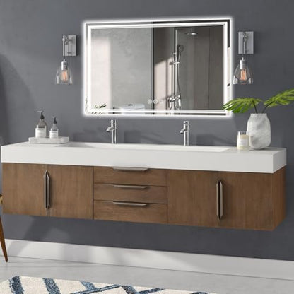 Ratsamee 55"x36" LED Bathroom Mirror with Lights, Backlit + Front Lit