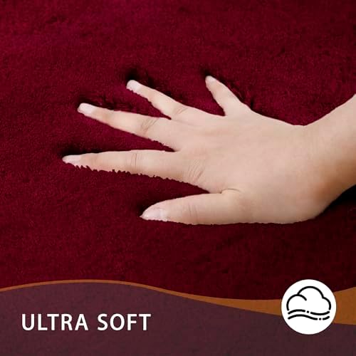 MINIDEAR Bathroom Rugs 36x24 Wine Red - Thick Memory Foam Bath Mat, Ultra Soft & Plush Fluffy, Non-Slip, Quick Dry, Absorbent Washable Floor Microfiber Mat for Tub, Home Decor Accessories
