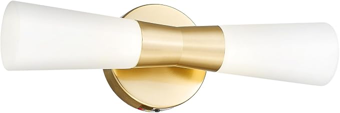 kudos 16 Inch Brushed Gold Vanity Light, Milk White Glass, 3CCT, KDVL13-GD | LED, 14W, 1100 Lumens, 3000K, 4000K and 5000K Selectable, Hardwired,for Bathrooms and Bedrooms