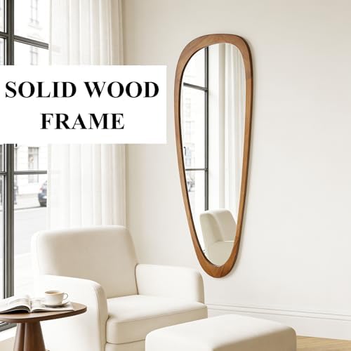 Irregular Asymmetrical Full Length Wall Mirror, 60"x22" Wooden Framed