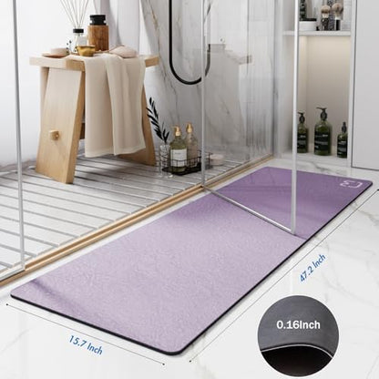Lavender Long Stone Bath Mats for Bathroom Large Bathroom Rugs,15.7"x47"