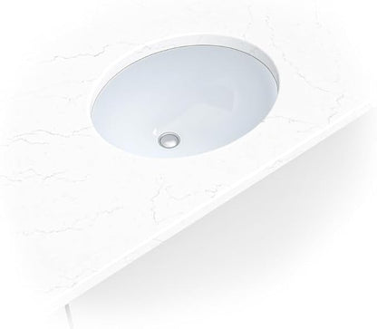 MSI White 17in. x 14.125in. Oval Porcelain Undermount Bathroom Vanity Sink