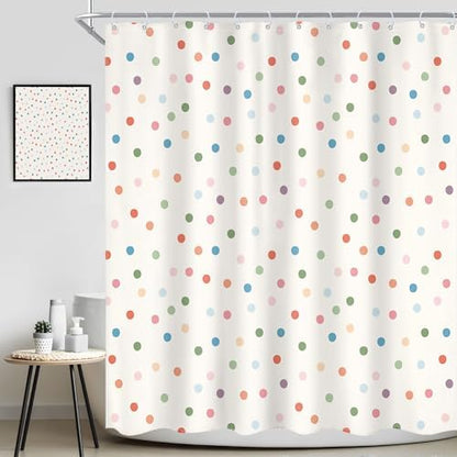 Kids Colorful Polka Dot Shower Curtain Cute Dot Retro Abstract Bathroom Set