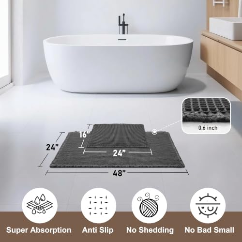 JIUZHEN Set of 2 Waffle Bathroom Rugs Non Slip Bath Mats 16"x24"+24"x48"