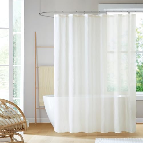 Madison Park Anna Sheer Shower Curtain for Bathroom, 72 x 72, Ivory