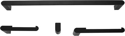 Globe Electric 63000010 4-Piece Bathroom Hardware Accessory Kit, Matte Black, Towel Bar, Toilet Paper Holder, Towel Ring, Robe Hook, Home Decor, Bathroom Set, Kitchen Décor, Design Essentials