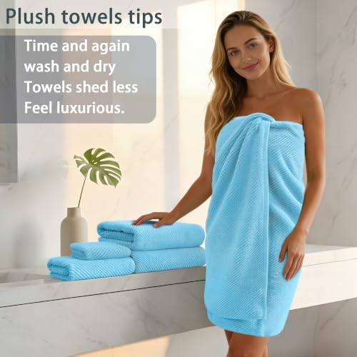 VOOVA & MOVAS 3PC Towel Set, 100% Cotton, Ocean Blue