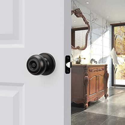 Haidms 5 Pack Oil Rubbed Bronze Door Knobs Interior, Bronze Privacy Interior Door Knobs for Bedroom or Bathroom Classic Round Doorknobs Hardware