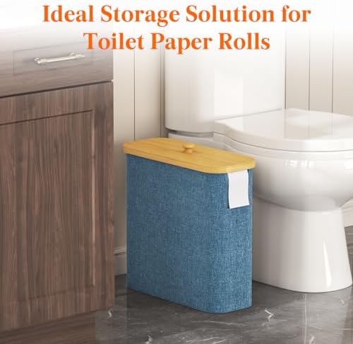 Lifewit Toilet Paper Storage Holder, Extra Large Stand Basket 30L Dark Blue