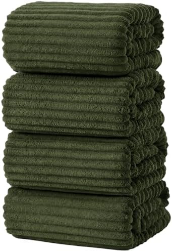 4 Piece Bath Towels, 30"x60" Microfiber Towels Set, Olive Green