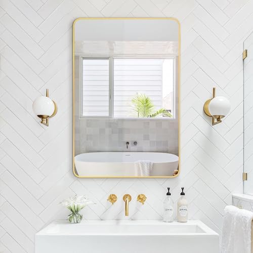Delma Bathroom Vanity Mirror, Gold Framed Mirror for Over Sink, 30x24