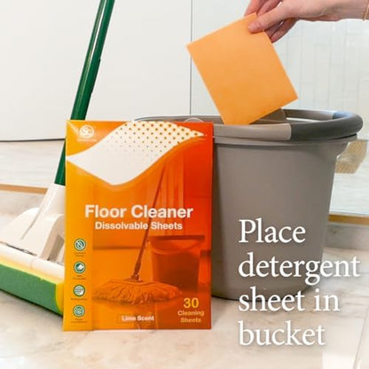 Dissolvable Floor Cleaner Sheets: Fresh Lime Scent, 30 Washes