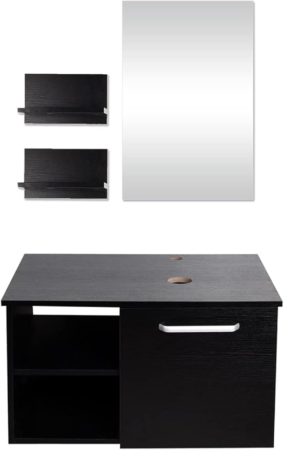 YOURLITE 28 Inches Bathroom Vanity with Mirror Modern Lavatory Wall Mounted Cabinet with Single Faucet Hole