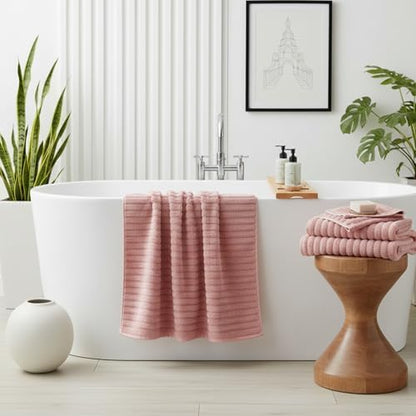 6 Piece Bath Towel Set, 40"x80" Oversized Bath Sheets, Pink