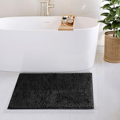 Hearth & Harbor Bathroom Rugs, Chenille Bath Mat - Machine Washable Bath Mats for Bathroom Non-Slip Backing Rubber, Quick Dry Bathroom Mat