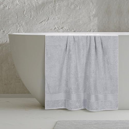 Belizzi Home Cotton 2 Pack Oversized Bath Sheet 35x70, Large Bath Sheet, Ultra Soft, Absorbent, Compact, Eco-Friendly, Recyclable, Quick Drying and Lightweight Towel - Light Grey