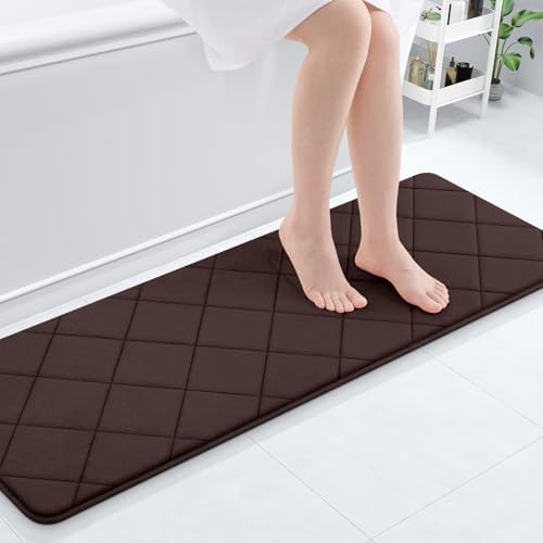 OLANLY Memory Foam Bath Mat 47x17, Ultra Soft and Absorbent Bathroom Rugs