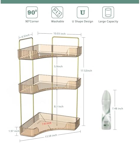 Webetop 3 Tier Corner Bathroom Organizer Countertop for Skincare & Dresser