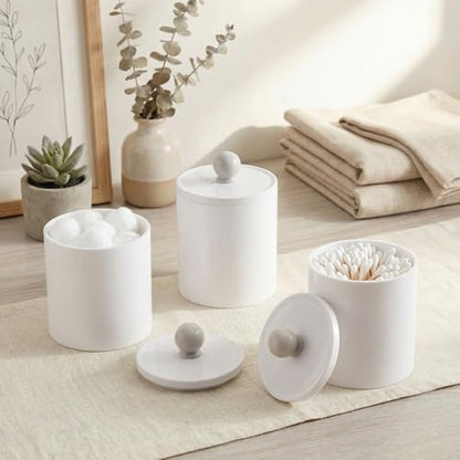 SheeChung 6 Pack Qtip Holder, White Acrylic Qtip Jars for Bathroom