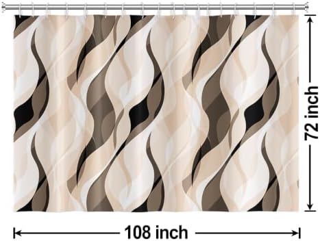 Cream Striped Shower Curtain Extra Wide 108x72 inch 18 Hooks