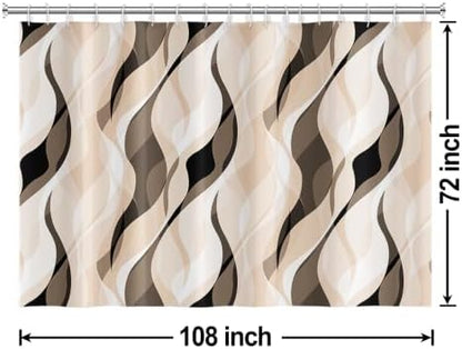 Cream Striped Shower Curtain Extra Wide 108x72 inch 18 Hooks