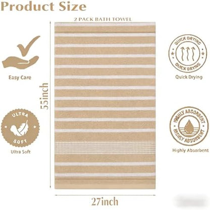 2-Pack Microfiber Bath Towels (27x54 Inches) - Ultra Soft & Quick Dry, 3X Absorbency, Lightweight for Gym, Yoga, Travel & Spa - Perfect for Home, Fitness & Post-Workout