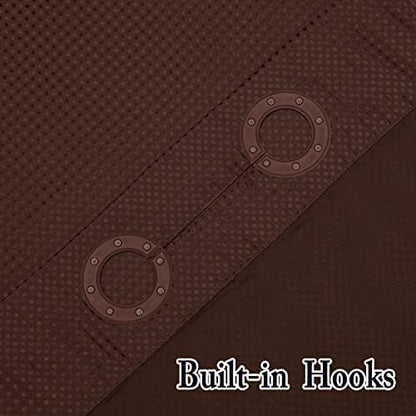 Gibelle No Hook Cloth Brown Shower Curtain with Liner, 72x86