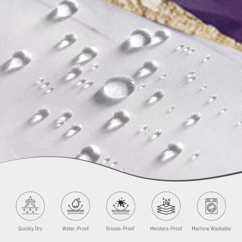 Purple Marble Shower Curtain Modern Abstract Luxury Gold Ink Texture Gray Ombre Watercolor Bathroom Curtain Set with Hooks Soft and Lightweight Waterproof Fabric Machine Washable 36" Wx72 L