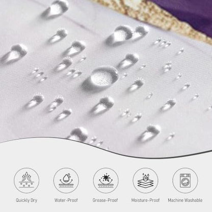 Purple Marble Shower Curtain Modern Abstract Luxury Gold Ink Texture Gray Ombre Watercolor Bathroom Curtain Set with Hooks Soft and Lightweight Waterproof Fabric Machine Washable 36" Wx72 L