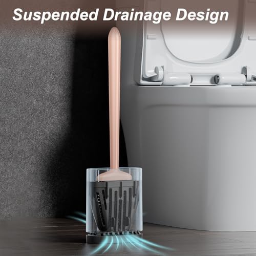 Sellemer Silicone Toilet Brush, Ventilation Slots Holder 1 Pack, Rose Gold