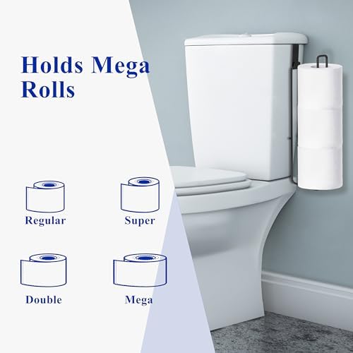 Black Toilet Paper Holder, Bathroom Toilet Paper Roll Holder with Storage Extra 2 Rolls, Over The Tank Toilet Paper Holder with Storage, Stainless Steel, 2Pcs